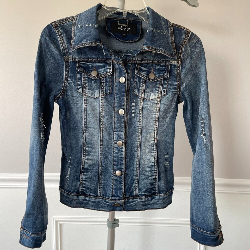Coalition LA Distressed Denim Jacket size XS